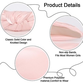 Amariver Pink Headband Knotted Wide Headband for Women Top Knot Hair Band Non-slip Head Band Soft Pink Hair Accessories for Women Girls