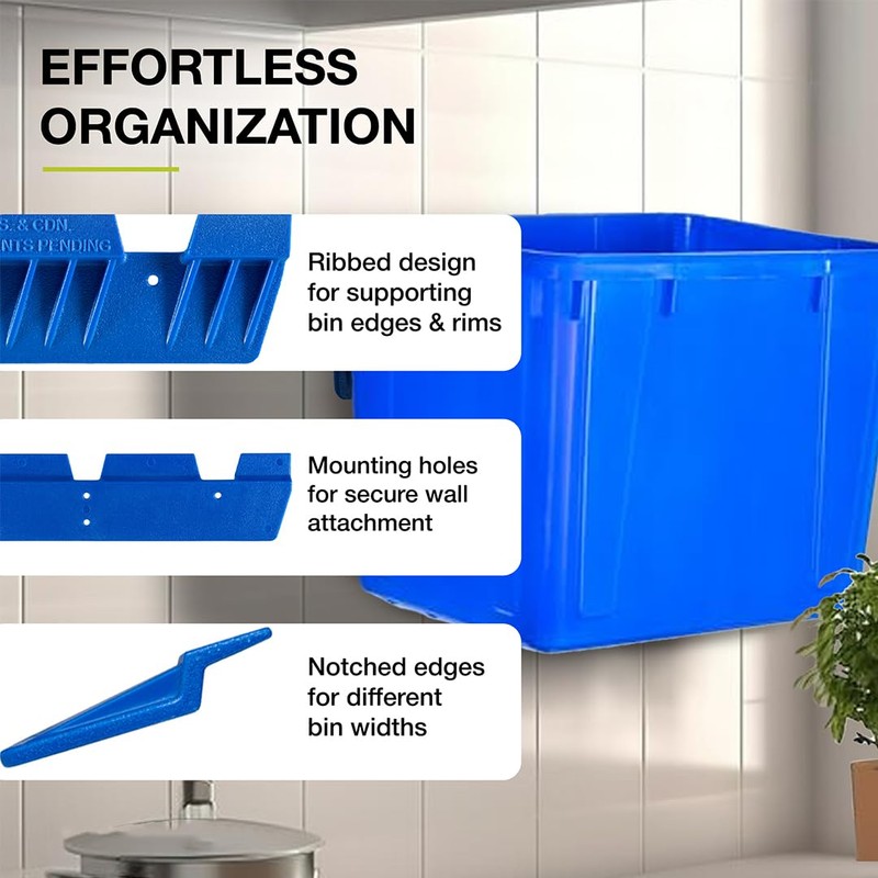 Nova Products Recycle Bin Wall Mount (2 Pack), Blue Bin