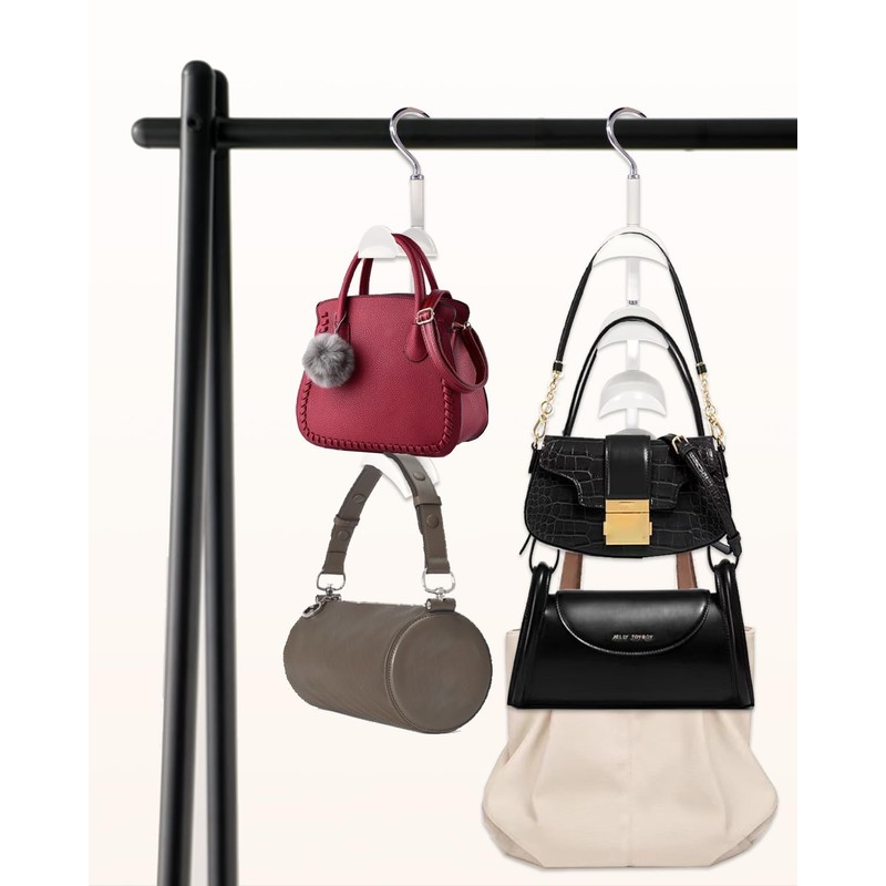 Purse Hanger for Closet, Rotating Purse Organizer for Closet White