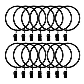 14 Pack Strong Iron Metal Curtain Rings with Clips 2.5 Inch Diameter, Decorative Drapery Rustproof Curtain Rod Clip Ring, Durable Vintage Drapery Hooks with Clips (14PCS Black)