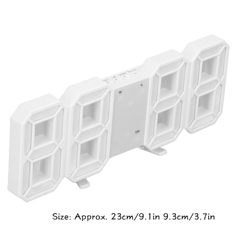 BuyWeek 3D LED Wall Clock, White Frame, Digital Alarm Clock,