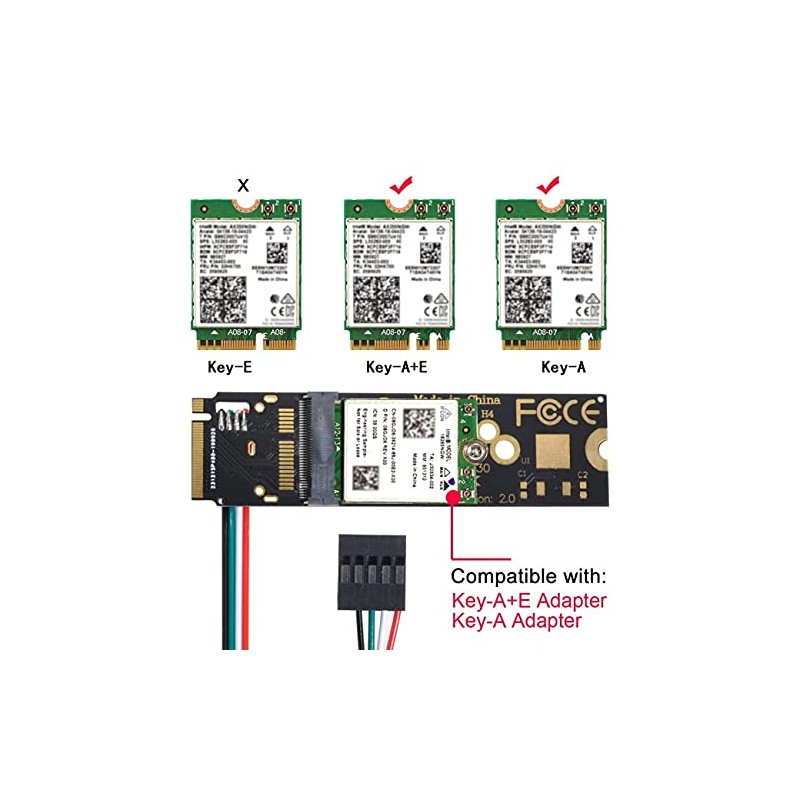 Cablecc Wireless NGFF A/E Key to WiFi Card M.2 NGFF