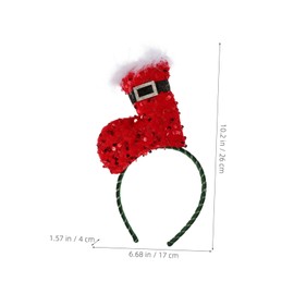 SAFIGLE Christmas Plush Headband with Red Sequins Whimsical Santa Claus Shoe Hair Accessory for Women Adorable Birthday Photo Headwear for Festive Celebrations