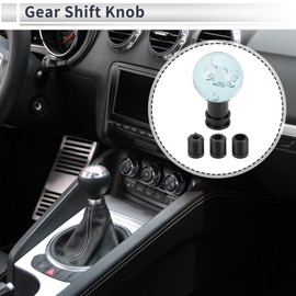 RATCHROLL Car Gear Shift Knob Acrylic Aluminum Alloy Stick Shifter Lever Knob for Automatic and Manual Vehicle with 3 Adapter Light Blue 1 Set