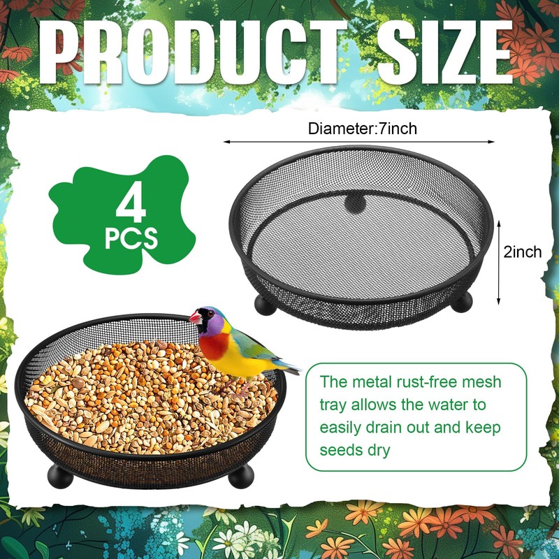 Nuogo 4 Pcs Ground Bird Feeder Tray 7 Inches Platform