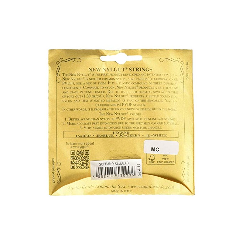 3 Sets of Aquila New Nylgut Soprano Ukulele Strings Regular