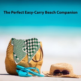 Haven Basics Premium Cotton Bath Towels - Pack of 2, 550 GSM Made of 100% Ring Spun Cotton, Super Soft and Absorbent, 27 x 54 Inches, Green and White Checkered Bath Towels.