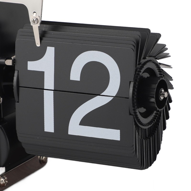 Greensen Retro Flip-Down Clock with Black Walnut Base Mechanical Car
