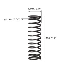 sourcingmap Compression Spring - 1.2mm Wire Dia , 12mm OD , 40mm Free Length Spring Steel Extension Spring,Black,10Pcs