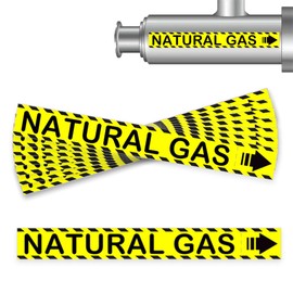 Natural Gas Pipe Labels with Arrows 8 x 1 inch Gas Marking Safety Labels for Pipes Identification, Inspections, Detector, Regulator and Heaters 10 Pack (Naturals Gas)