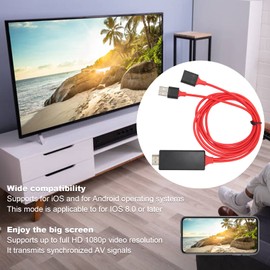 QANYEGN HDTV Cable Adapter, to HDMI Cable Adapter, Multimedia Interface Cable Adapter for Phone TV Monitor Projector (Red)