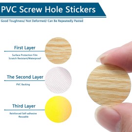 Waziaqoc 108pcs Self-Adhesive Screw Hole Stickers (Maple), 2-Table Sheets Screw Covers Caps PVC Dustproof Round Stickers for Wooden Furniture - 21mm/0.83inch
