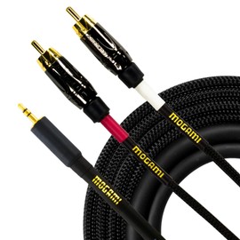 Mogami GOLD 3.5-2RCA-10 Stereo Audio Y-Adapter Cable, 3.5mm TRS Plug to Dual RCA Plugs, Gold Contacts, Straight Connectors, 10 Foot
