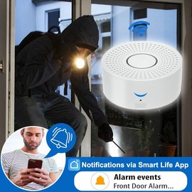 WiFi Door Alarm Kit Window Alarm Security System for Home Security, APP Remote Control for House, Apartment (1 Receiver & 4 Door Sensors & 1 Remote Control)