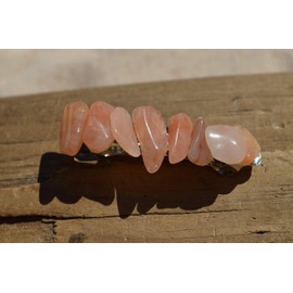 Peach Quartz Stone French Barrette Hair Clip