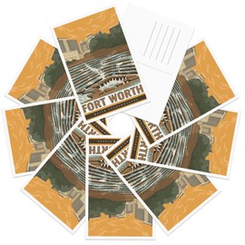 gaeaverse Fort Worth American City Landscape Postcards Vintage Postcards 9pc/Set U.S. Cities Greeting Cards for Business World Travel Landscape Postcard Decor Gift