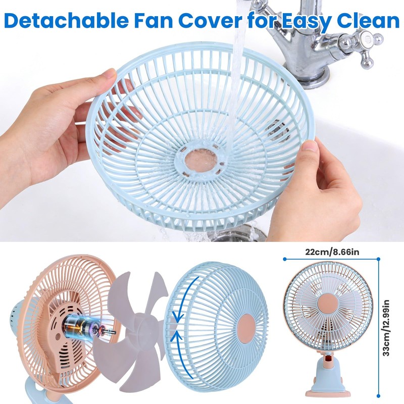 Oscillating Clip on Fan 8.66In Desk Clip on Fan 2