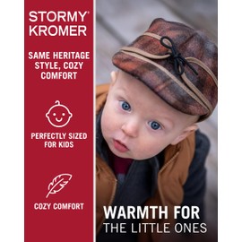 Stormy Kromer The Lil' Kromer Cap, Wool Blend Winter Hat for Kids, Flannel Lined Baby Essentials Cap with Pulldown Earband for Cold Weather Protection, Ottawa, 5 1/8