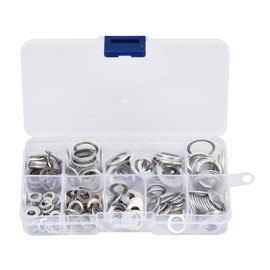 200Pcs Screw Washers Set, Aluminum Flat Washer Assortment Kit, Automotive Aluminum Metric Oil Drain Plug Aluminium Flat Washers for Maintenance