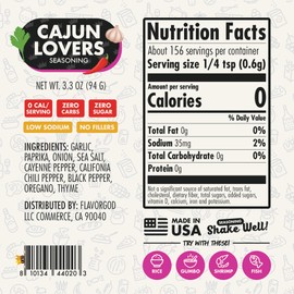 Flavor God 2 Bottles Cajun Lovers Seasoning Mix Natural Healthy Spice Blend For Grilling Chicken, Beef, Seafood, Vegetables, Salad, Tacos & Pizza, Kosher, Gluten & Dairy Free, Vegan Keto Friendly