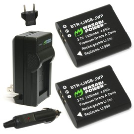Wasabi Power DB-110 Battery (2-Pack) and Charger for Ricoh GR III, GR IIIx, Theta X, WG-6, and G900, G900 II, G900SE II