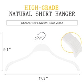 Topia Hanger Slim Wooden Hangers with Extra Soft Non-Slip Rubber Grips, 10-Pack High-Grade Fashion Hanger No Shoulder Bump for Sweater, Camisole, Jacket, Dress, Coat -CT15W