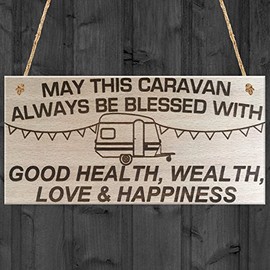 RED OCEAN May This Caravan Be Blessed Wooden Hanging Plaque Love Shabby Chic Gift Sign