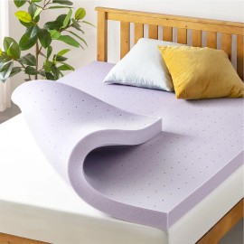 Mellow 3 Inch Ventilated Memory Foam Mattress Topper, Soothing Lavender Infus...