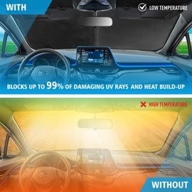 CLIM ART Windshield Sun Shade for Toyota C-HR 2018-2024 - Custom-Fit Foldable Car Sun Shade - Car Sunshade - Vehicle Sun Protector - Front Auto Windshield Cover, Car Windshield - WS5017