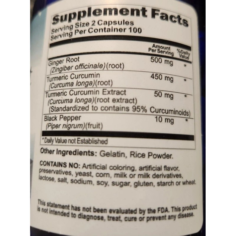 Vitamins Because Turmeric Curcumin Ginger 1000mg Black Pepper Extract Complex