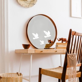 White Floral Bird Mirror Decals - Elegant and Versatile Vinyl Stickers for Mirrors, Walls, Doors, Windows Easy to Apply and Remove Nursery Living Room Laundry Kitchen