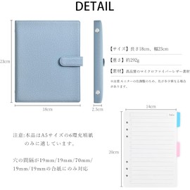 Tonriga A5 Personal Organizer & Loose Leaf Binder, 6-Ring, 200 Sheets Capacity, Waterproof + Anti-Fray Treatment, Slim 3mm/Lightweight 294g, for Office/School/Daily Use, with Clear Pockets + Pen