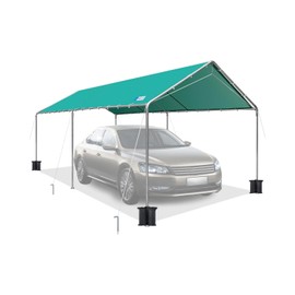 10x20 ft Heavy Duty Car Canopy Galvanized Frame Carport Outdoor Party Tent Boat Shelter with Reinforced Structure, No Sidewall - Green