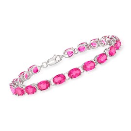 Ross-Simons 19.00 ct. t.w. Pink Topaz Tennis Bracelet in Sterling Silver. 7 inches