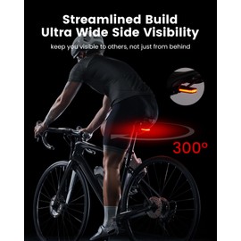 RAVEMEN CL01 Bike Tail Light, 300° Wide-Angle Rear Bicycle Light for Night Riding, Saddle Mount Bike Taillight Safety Accessories with Auto On/Off, Brake Sensing, 5 Modes, IPX6 Waterproof
