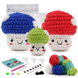 LetCartMaker Häkelset für Anfänger, Pilz-Häkelset, Häkel-Starter-Set mit Schritt-für-Schritt-Video-Tutorials, Geburtstags-, Feiertagsgeschenk für Kinder und Erwachsene