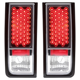 HECASA Pair Tail Lights Compatible with 2003-2009 Hummer H2 Taillights Lamp Black Housing Clear Lens Driver & Passenger Side (LED)