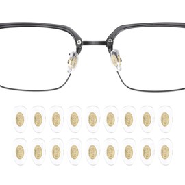 HARFINGTON 10 Pairs Eyeglass Nose Pad 5mm Thickness PVC Anti-Slip Glasses Nose Grips Titanium Logo Glasses Nose Pads for Plastic Frames Glasses Sunglasses, Silver