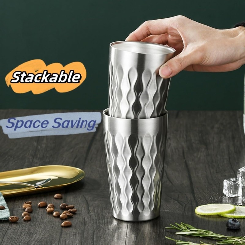 AGH 6 Pack Stainless Steel Kids Cups, 12oz Double Layer