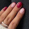 French Tip Press on Nails Short Square OFDNE Rose Pink