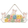 Happy Easter Wooden Hanging Sign, Egg and Bunny Pattern, Easter