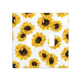 Toggle Light Switch Cover Sunflower Print Double Wall Plate Decorative 2-Gang 4.5" X 4.5 Unbreakable