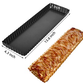 14 Inch Rectangular Tart Pan with Removable Bottom, Nonstick Quiche Pie Pan for Pies Cakes Desserts Durable Bakeware for Cheese Cakes Quiches
