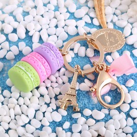 Pssopp Key Ring Colorful Alloy Macaroon Keychain Eiffel Tower Key Pendant Cute Decoration for Key and Bags(13 * 5 * 4cm-)