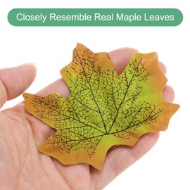 M METERXITY 200-Pack Artificial Maple Leaves, Fake Fall Leaves Faux Autumn Leaves for Thanksgiving/Wedding/Party/Wreaths Decor/Scrapbooking Crafts [Brown Green]