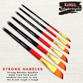 KAMAL Artist Quality Dagger (Synthetic Hair) taklon Paint Brush Set, for Oil, Nail, Artist Acrylic Painting