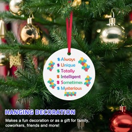 Special Education Teacher Gifts Autism Awareness Christmas Ornaments Autism Decor Thank You Gift for Autistic Mom Dad Autism Parent Inspirational Gifts Christmas Tree Decoration Encouragement Gift