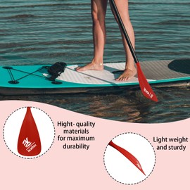 koetsu 3＆4-Piece Kayak Paddle, Aluminum Lightweight 2-in-1 SUP & Canoe Paddle, Floating Dual-End Paddle with Ergonomic Grip for Kayaking, Paddle Boarding & Fishing（Red）