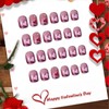TENPAL Valentine's Day Press on Nails,24pcs Glitter Ombre Short Square