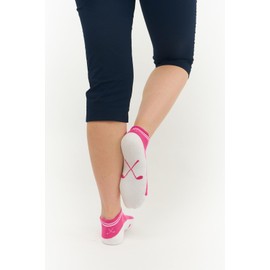 Surprizeshop Ladies Golf Socks (3 Pack) | Cushioned Sole | Extended Tab at rear | One Size UK 4-7 | Compression Fit for Support & Comfort | Womens Golf Socks… (Pink - Ankle Socks)